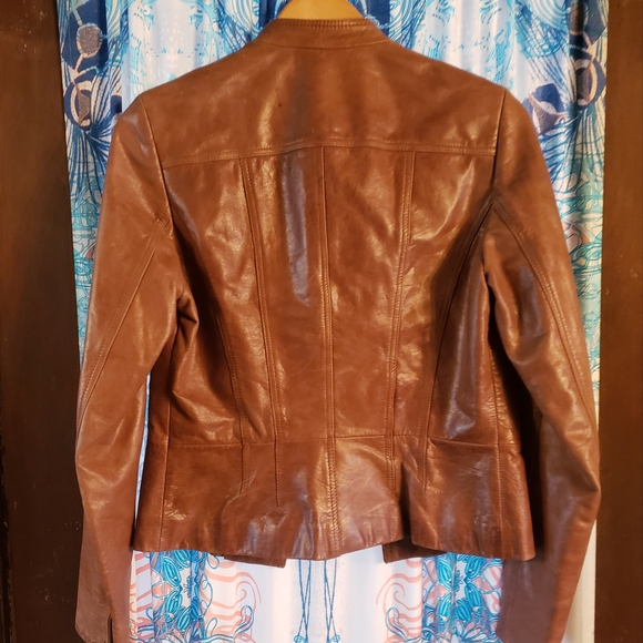 Danier Brown Leather Jacket for Women - Picture 4 of 8